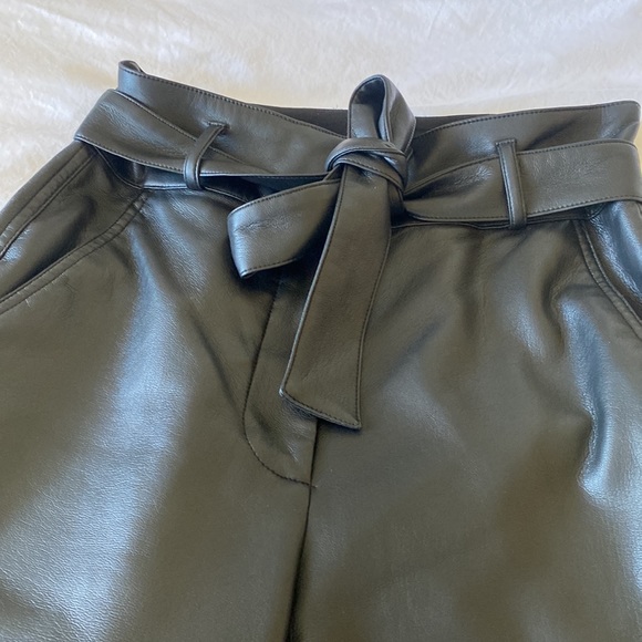 Aritzia Black Vegan Leather Belted Pant - Picture 13 of 16